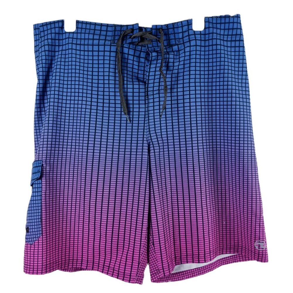 Ocean Current Ombre Check Board Shorts 38